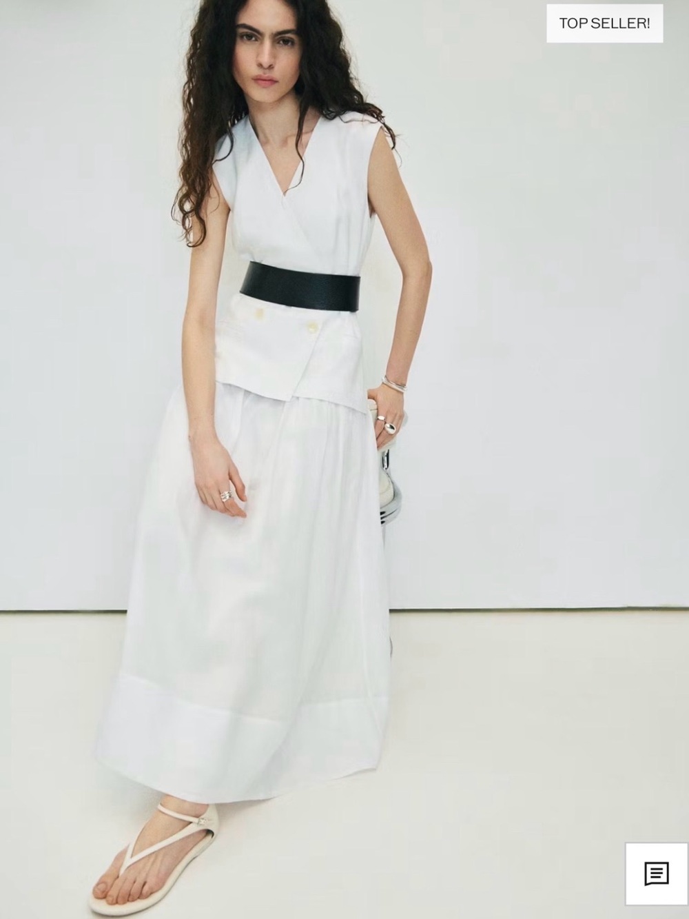 Mango White Sleeveless Wrap Maxi Dress with Belt - Picture 7 of 14
